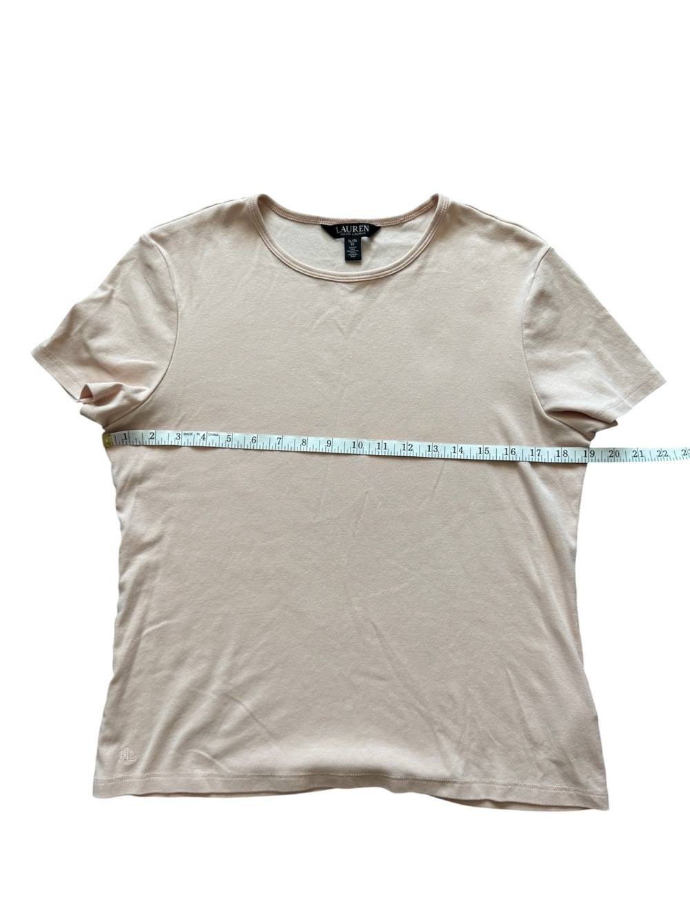 Lauren Ralph Lauren Blush Pink Stretch Cotton Crew Neck Tee Shirt XL LRL - Picture 7 of 10